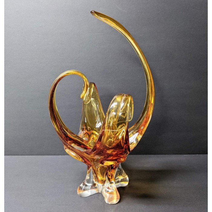 Vase vintage en verre soufflé gold